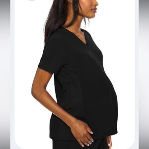 Med Couture Maternity Scrub Set - Short Sleeve and Joggers - Black - Size Medium